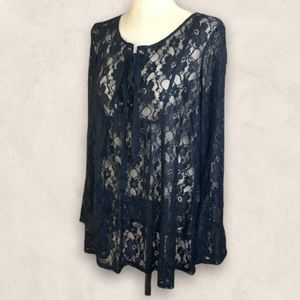 Forever 21 Black Lace Mini Dress Coverup XL Lace